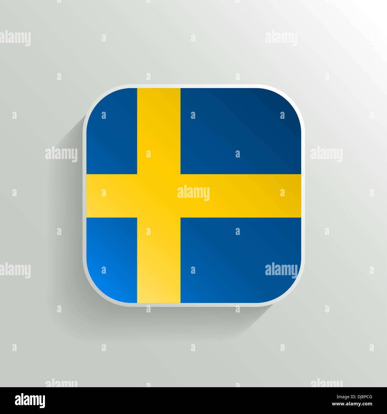 Button - Sweden Flag Icon on White Background Stock Photo