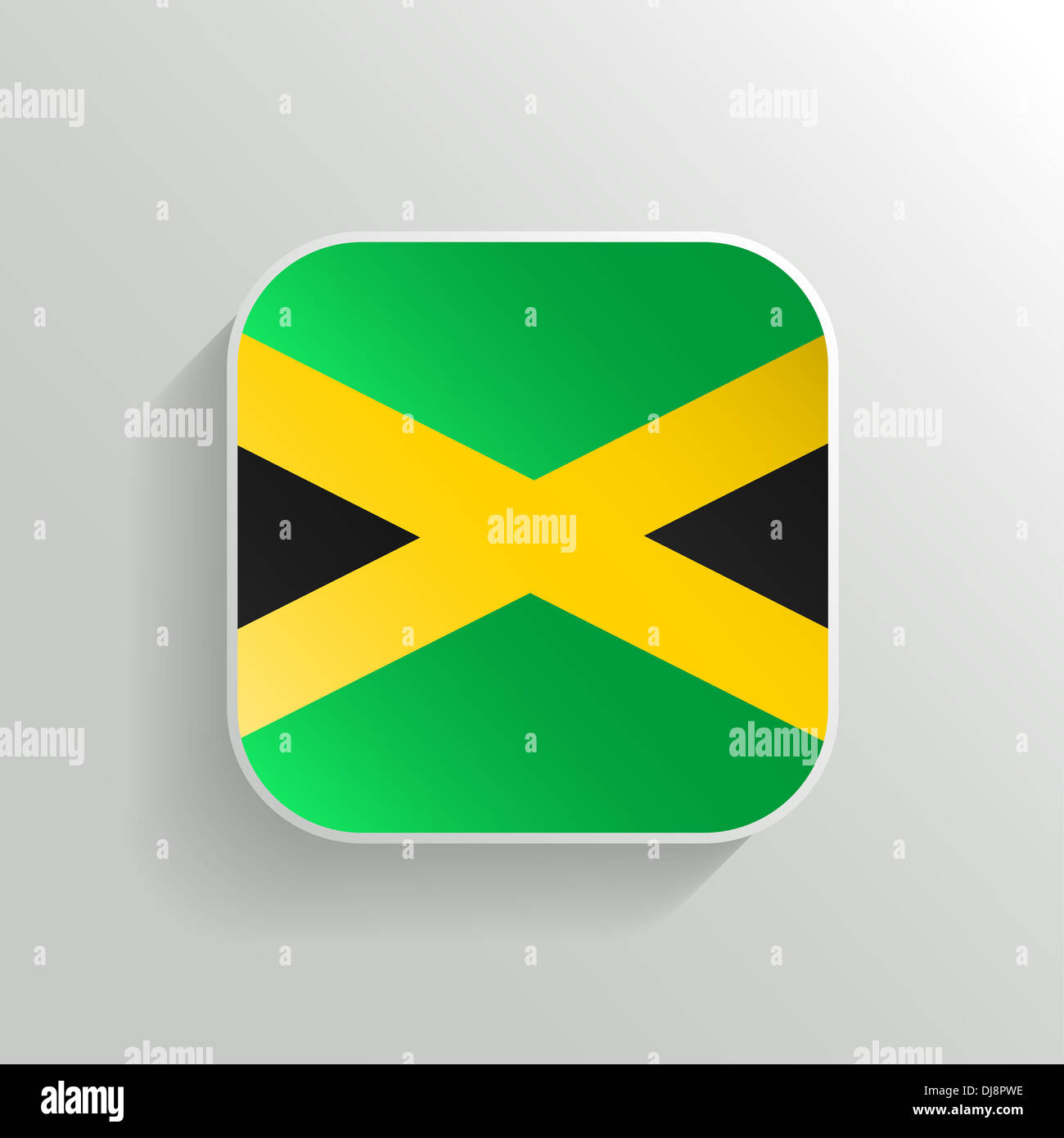 Button - Jamaica Flag Icon on White Background Stock Photo