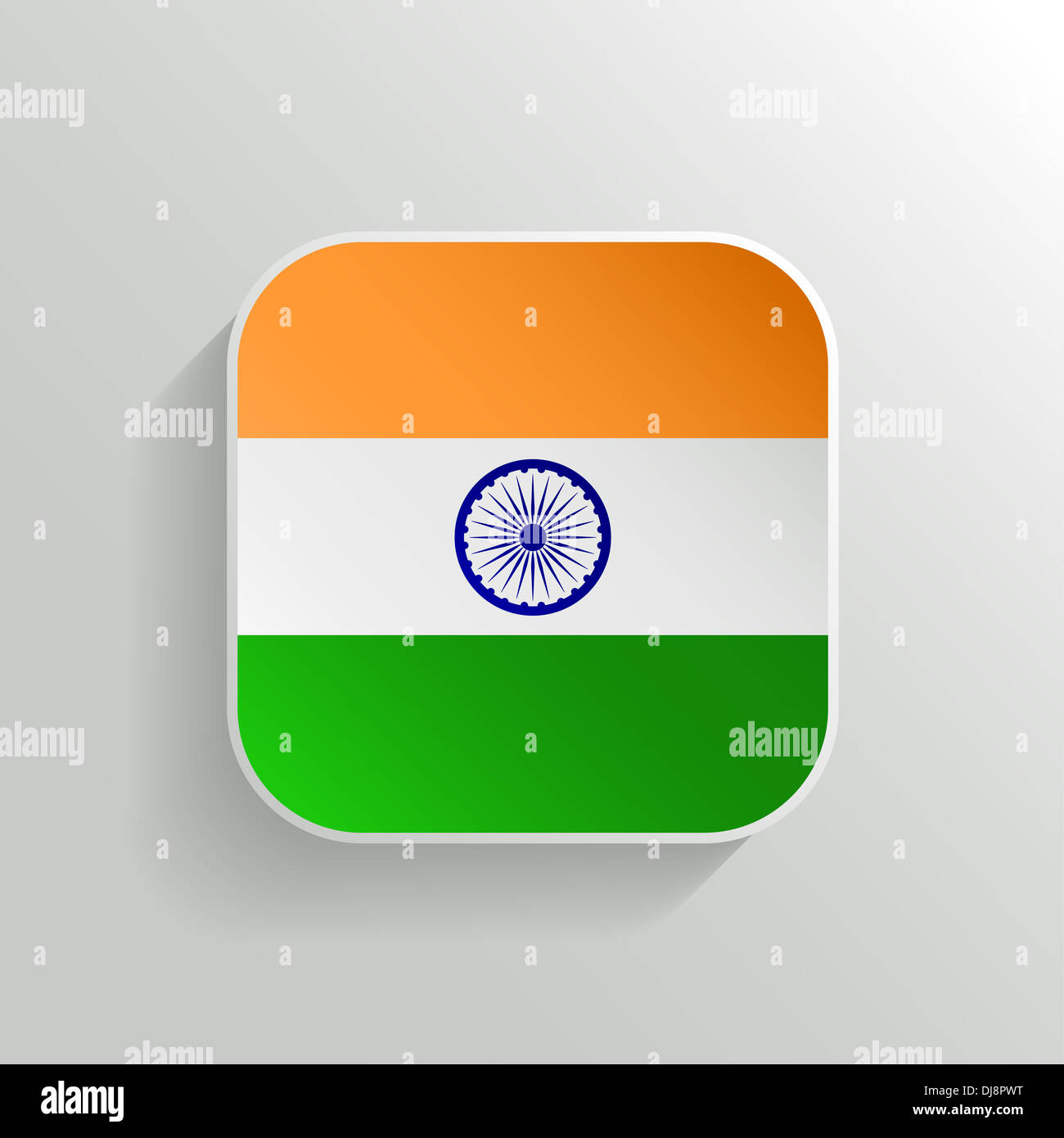 Button - India Flag Icon on White Background Stock Photo - Alamy
