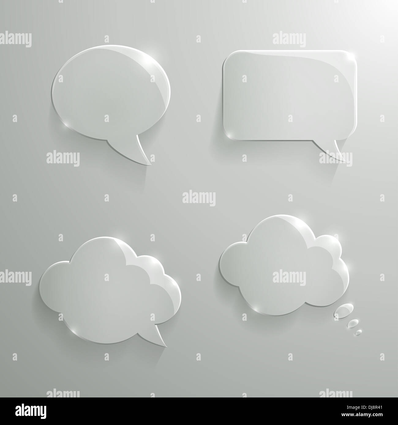 Set of Realistic Glass Speech Bubbles Stock Photo - Alamy