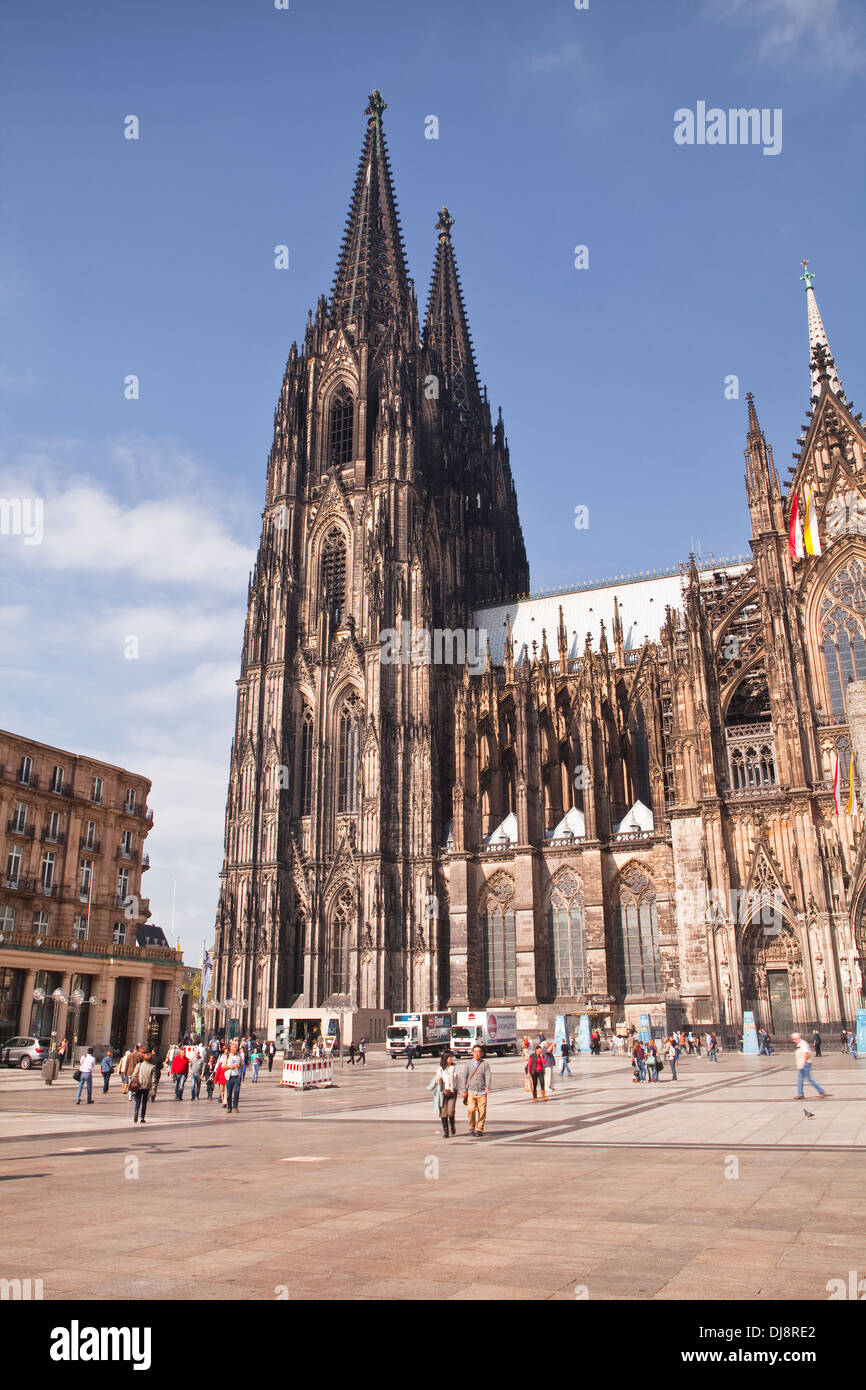 The gothic architecture of Cologne cathedral or the Dom. Stock Photo