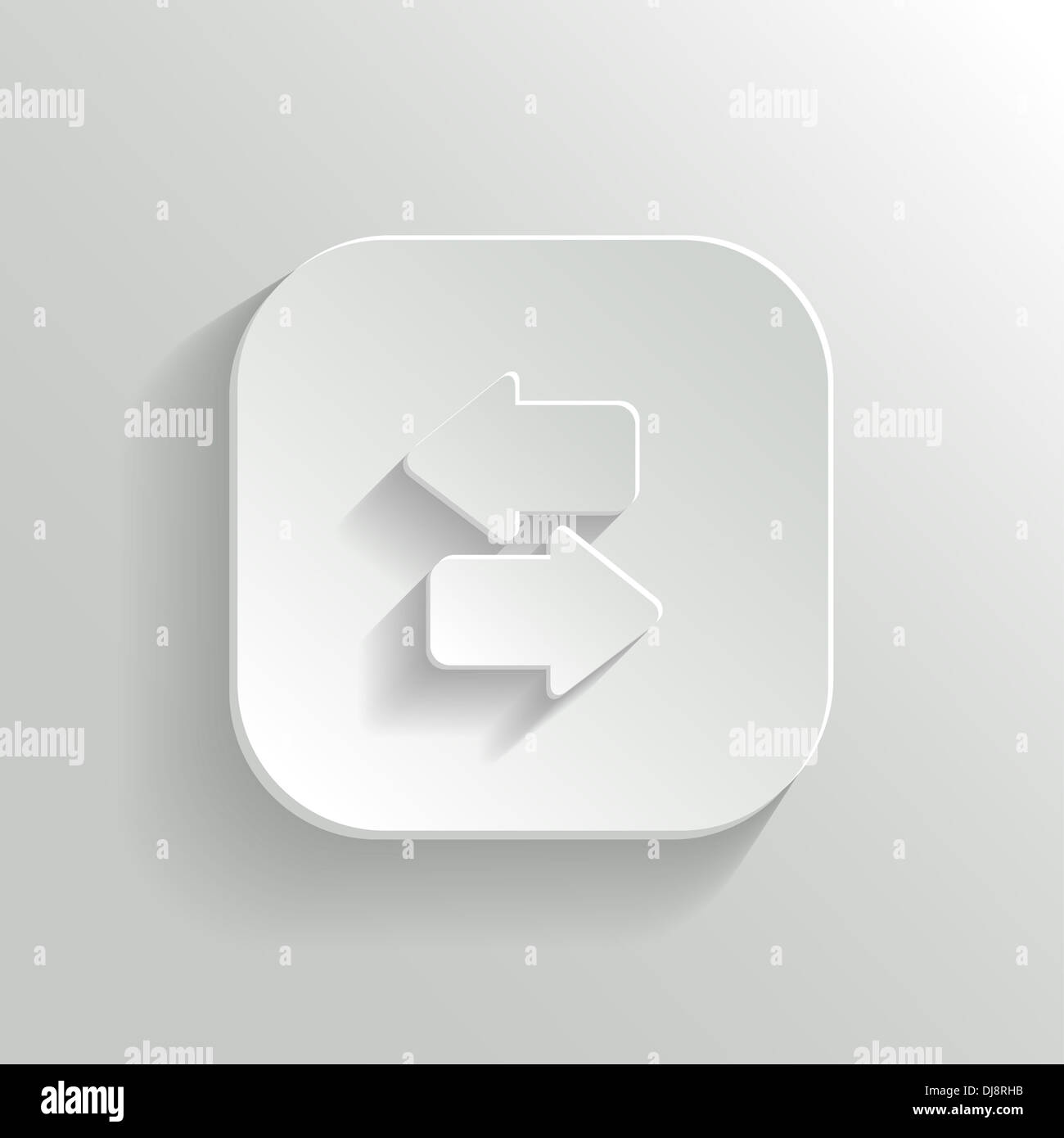 Synchronization icon with arrows - white app button Stock Photo