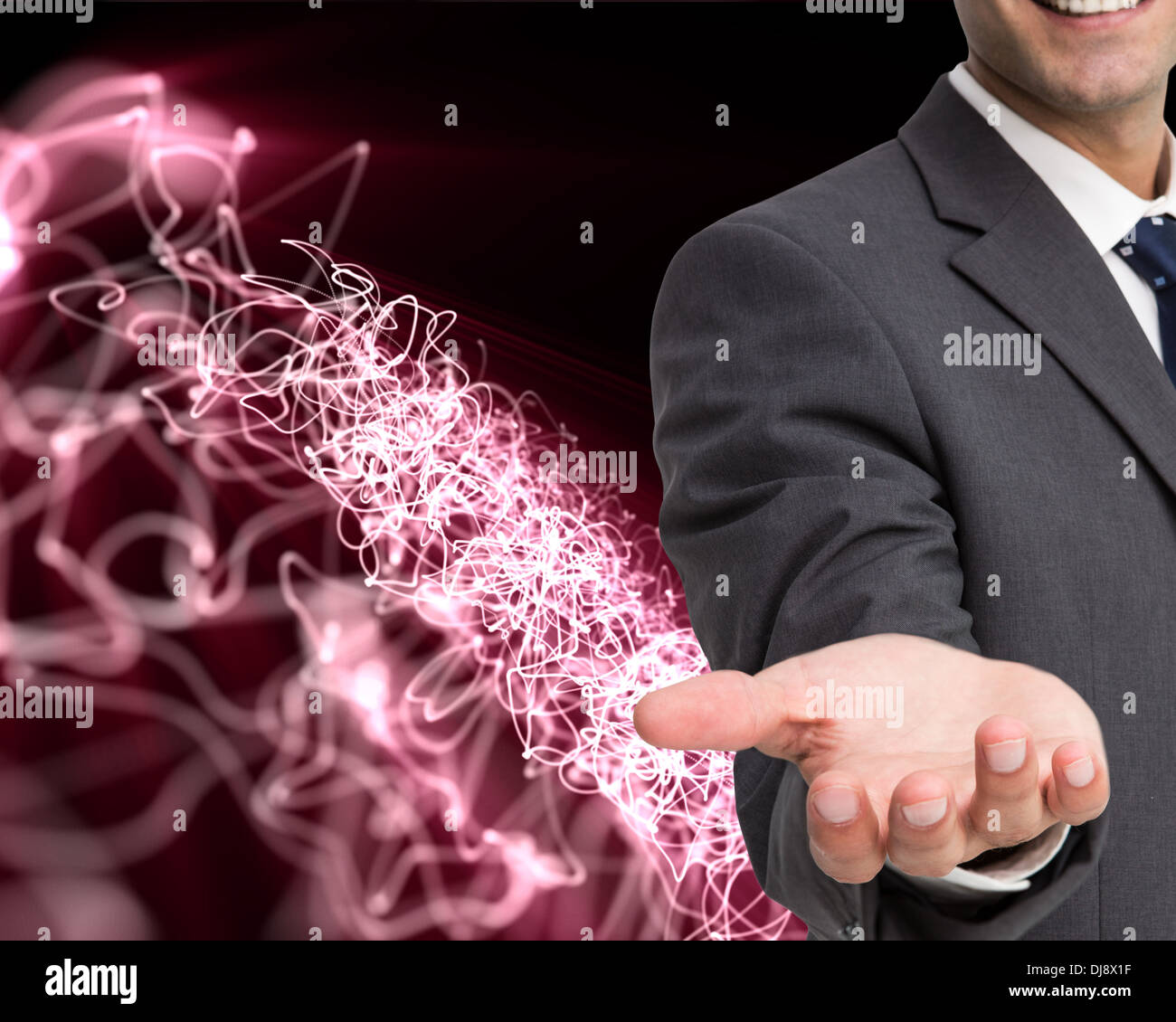 Businessman showing his empty hand Stock Photo Alamy