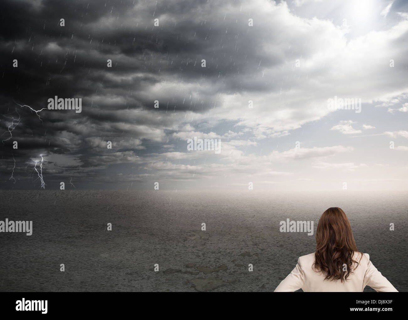Black woman standing back to camera hi-res stock photography and images ...