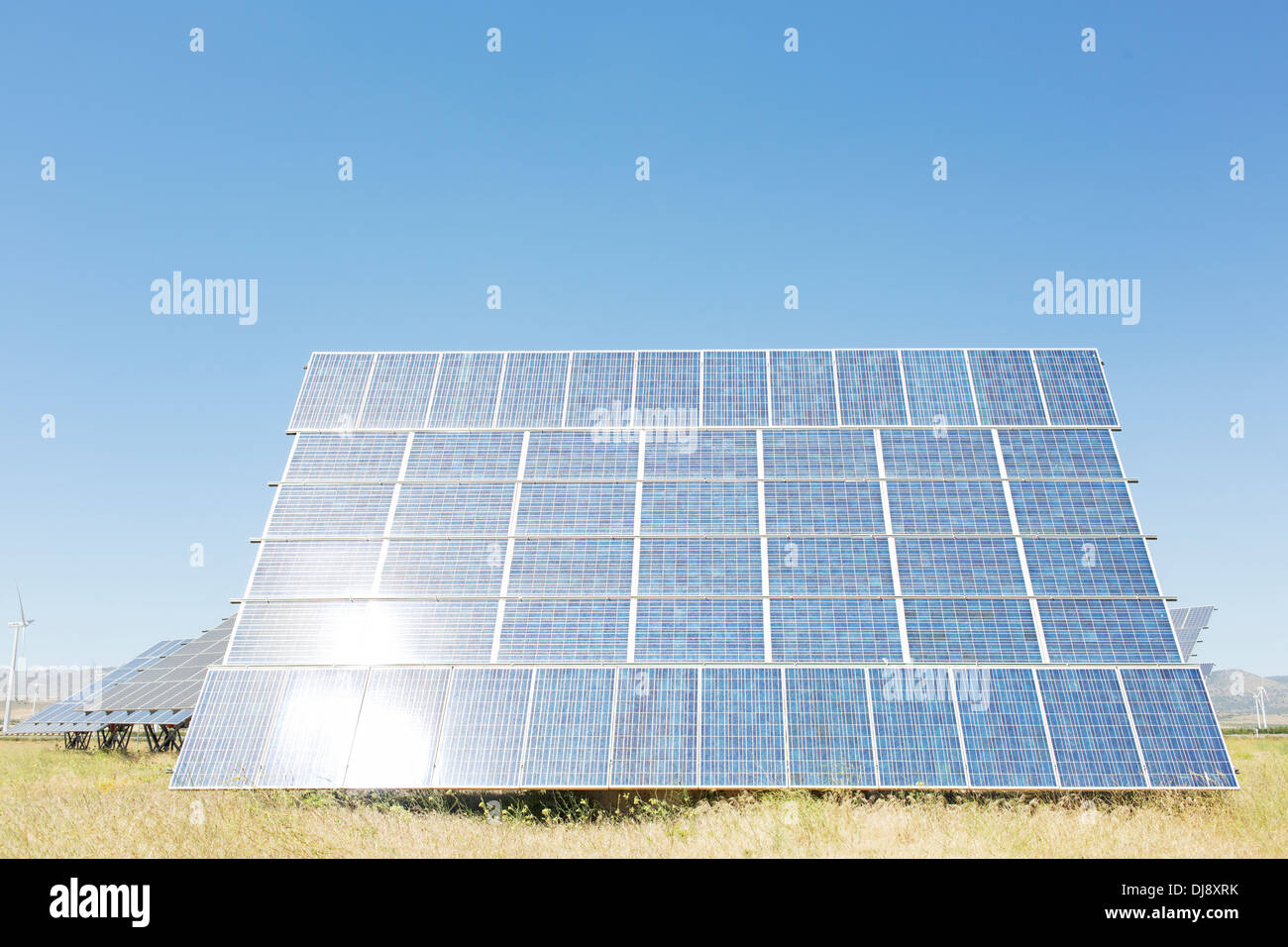 Solar panel in rural landscape Stock Photo