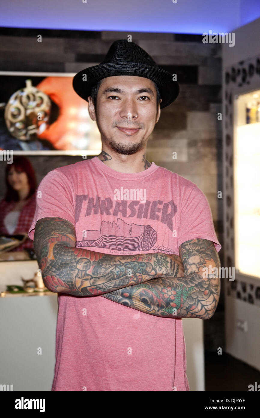 Yoji Harada of Miami Ink at the grand opening of Wildcat piercing & tattoo  studio. Hamburg, Germany - 11.06.2012 Stock Photo - Alamy