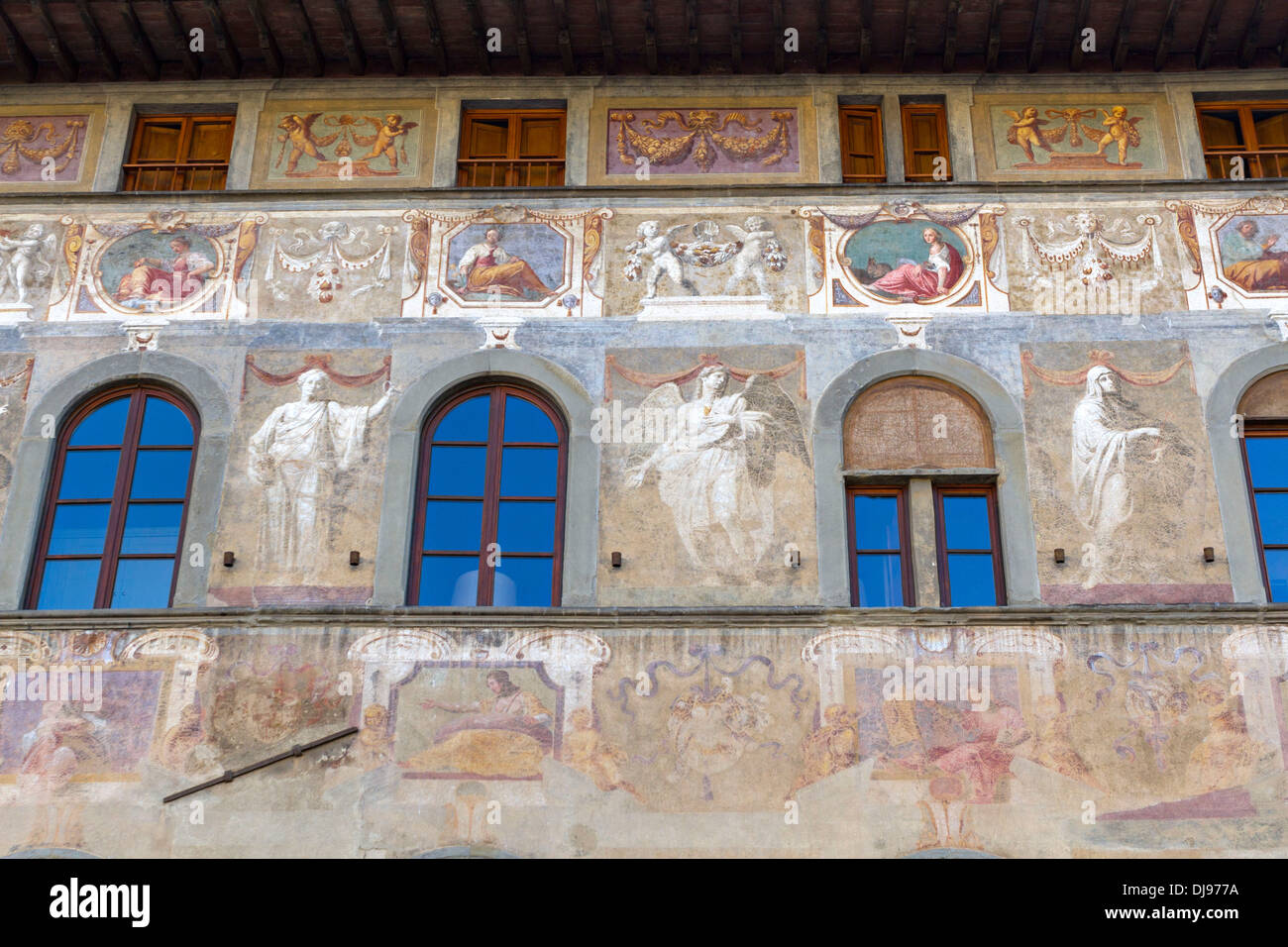 Murals on wall of a palazzo, Piazza Santa Croce, Florence, Italy Stock Photo