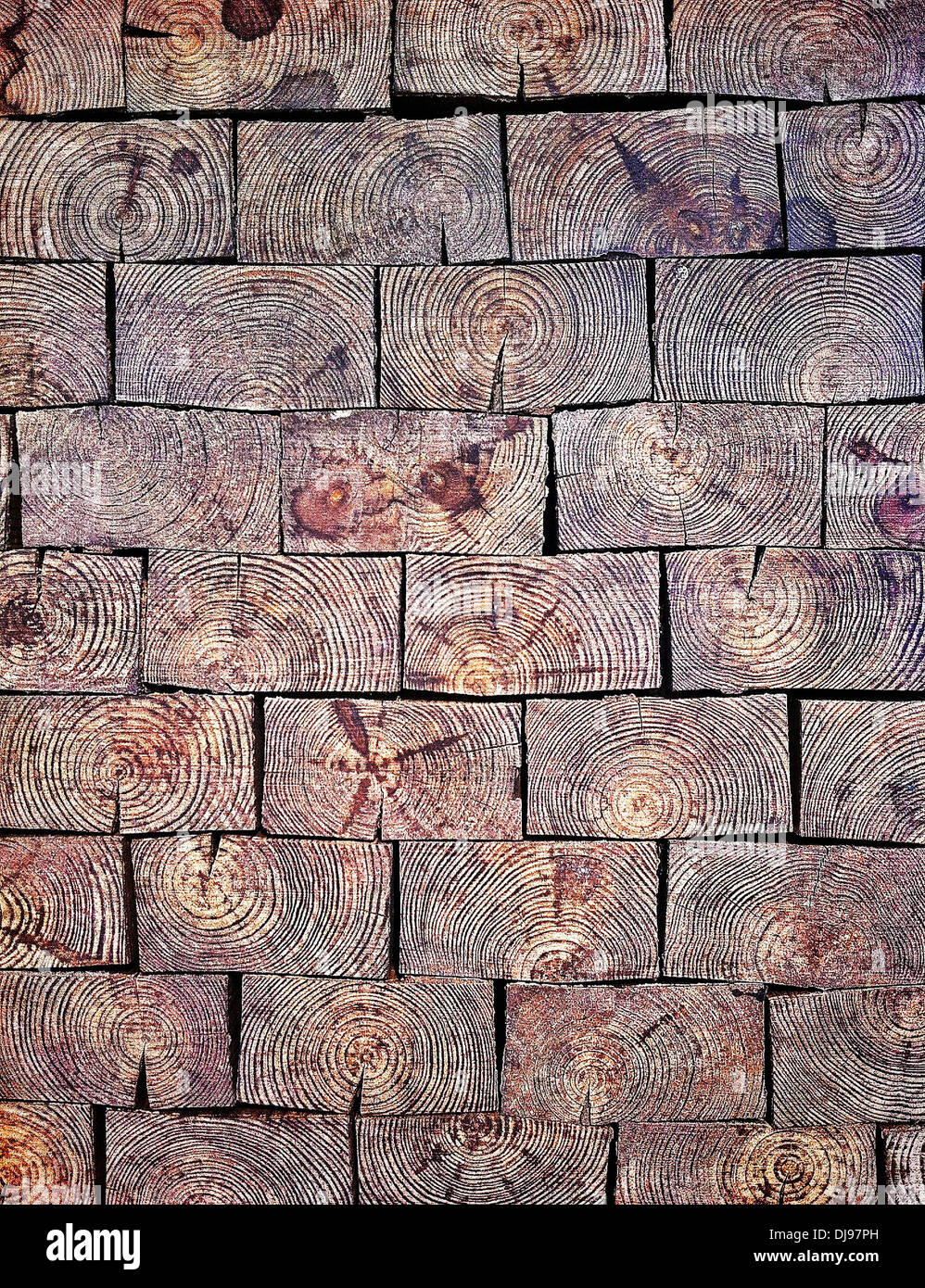 Chopped wood logs stacked together - Smartphone Captured Stock Image