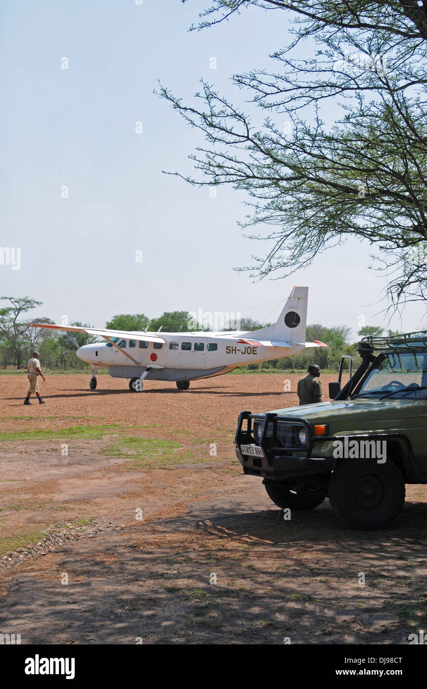 Bush airstrip, Serengeti National Park, Tanzania, East Africa Stock Photo