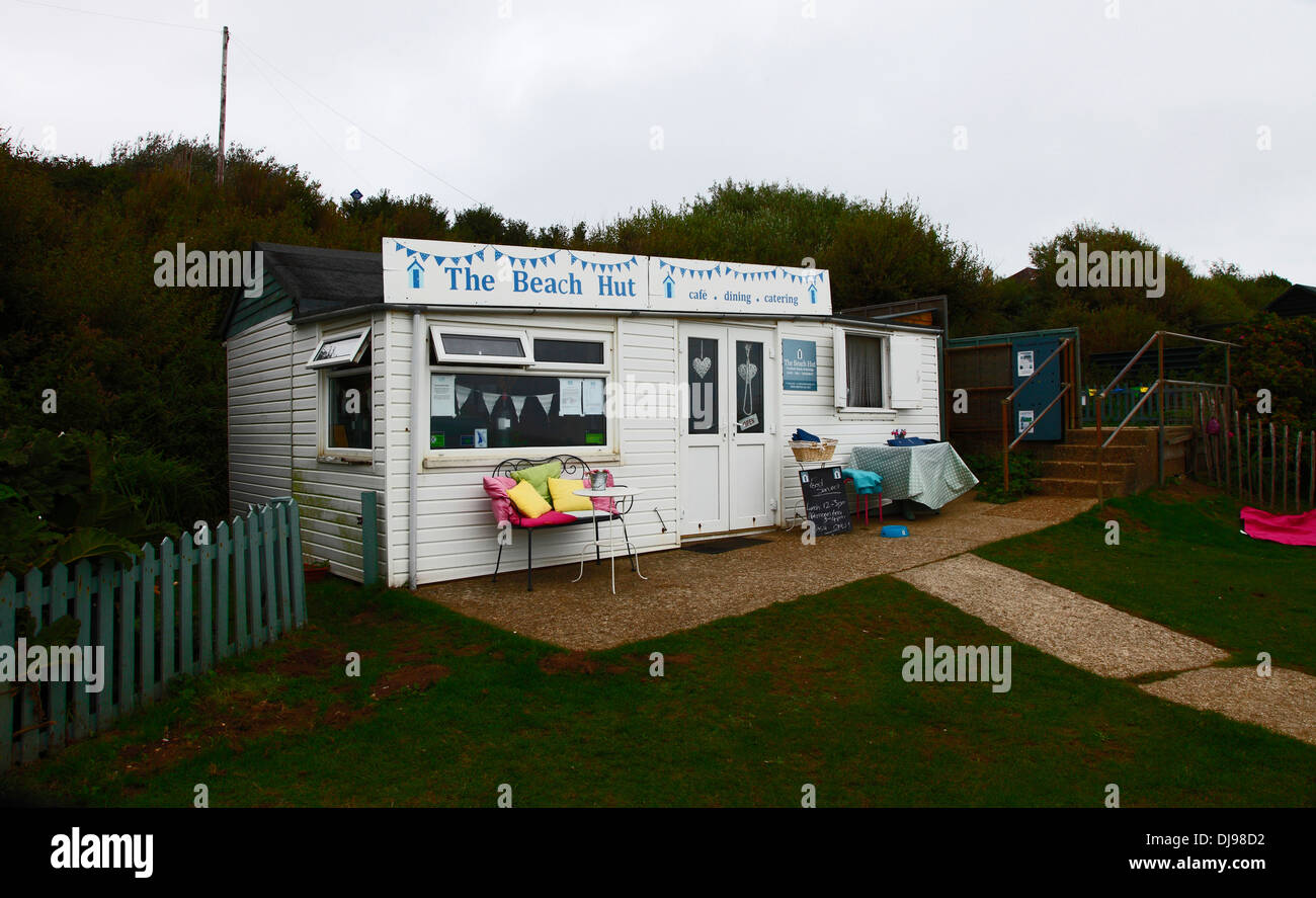 The Beach Hut Café Forelands beach Bembridge Isle of Wight Hampshire England Stock Photo