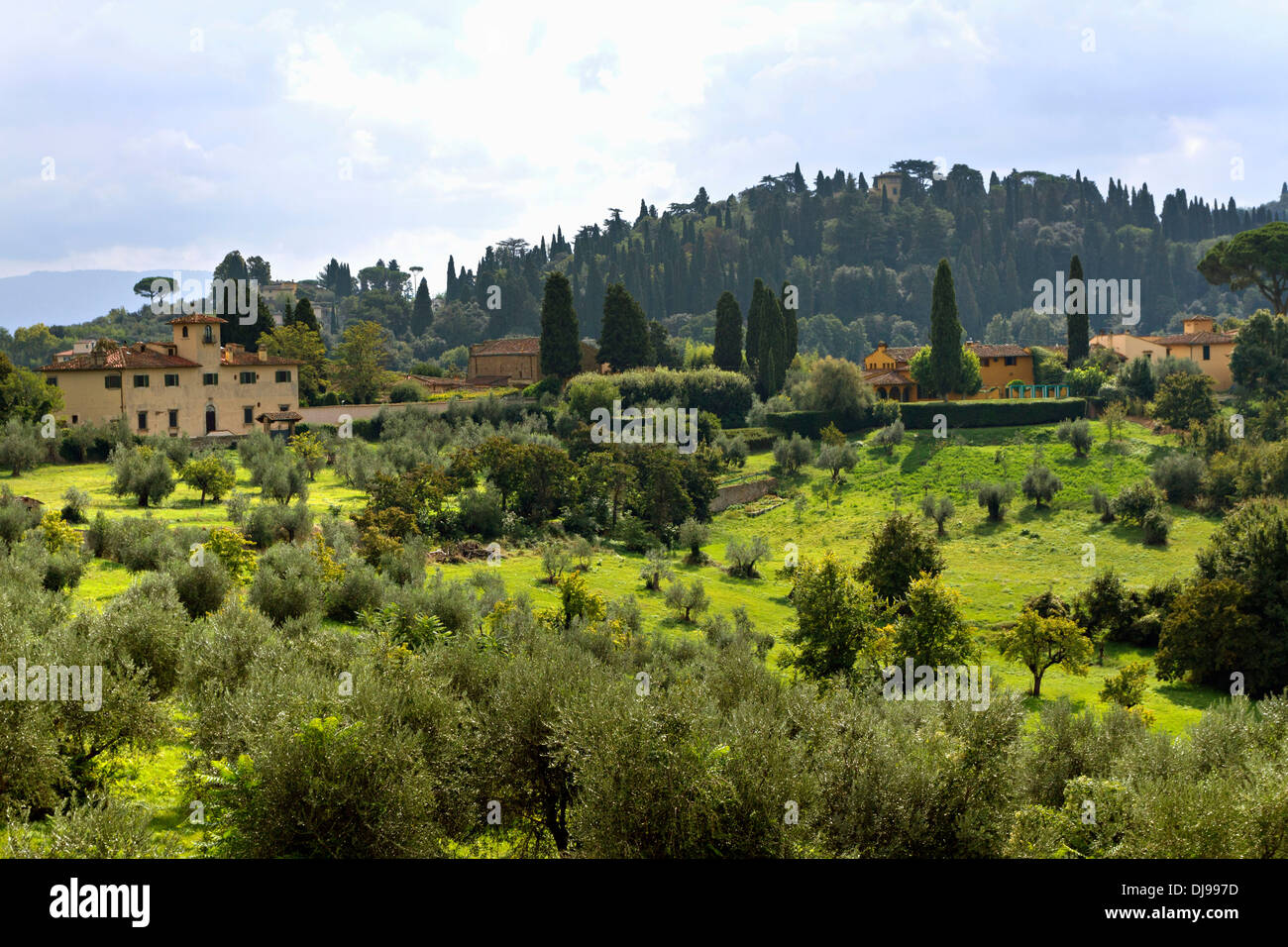 View from Forte Belvedere to Villas around Florence, Italy Stock Photo