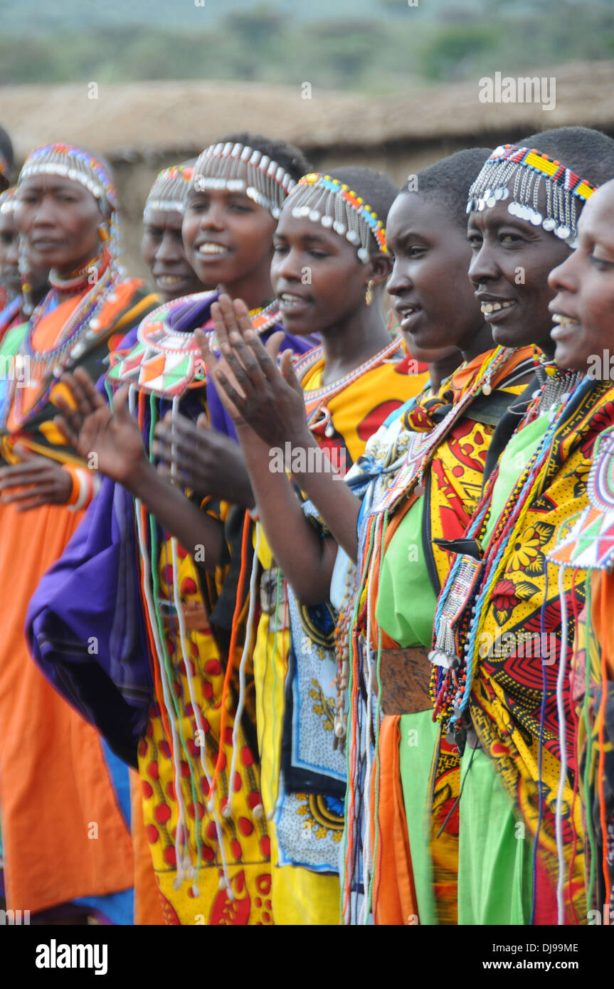 Maasai tribe, Masai Mara, Rift Valley Province, Kenya, East Africa Stock Photo