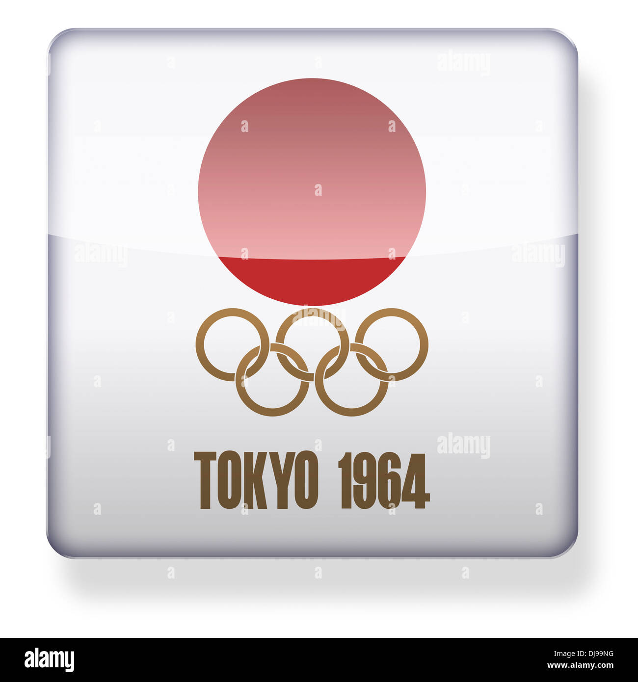 Tokyo 1964 Olympics logo as an app icon. Clipping path included. Stock Photo