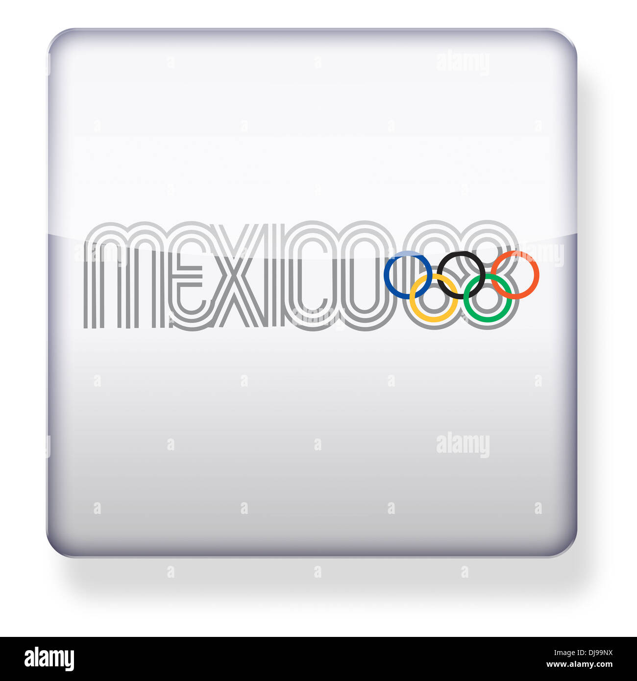 Mexico 1968 Olympics logo as an app icon. Clipping path included. Stock Photo