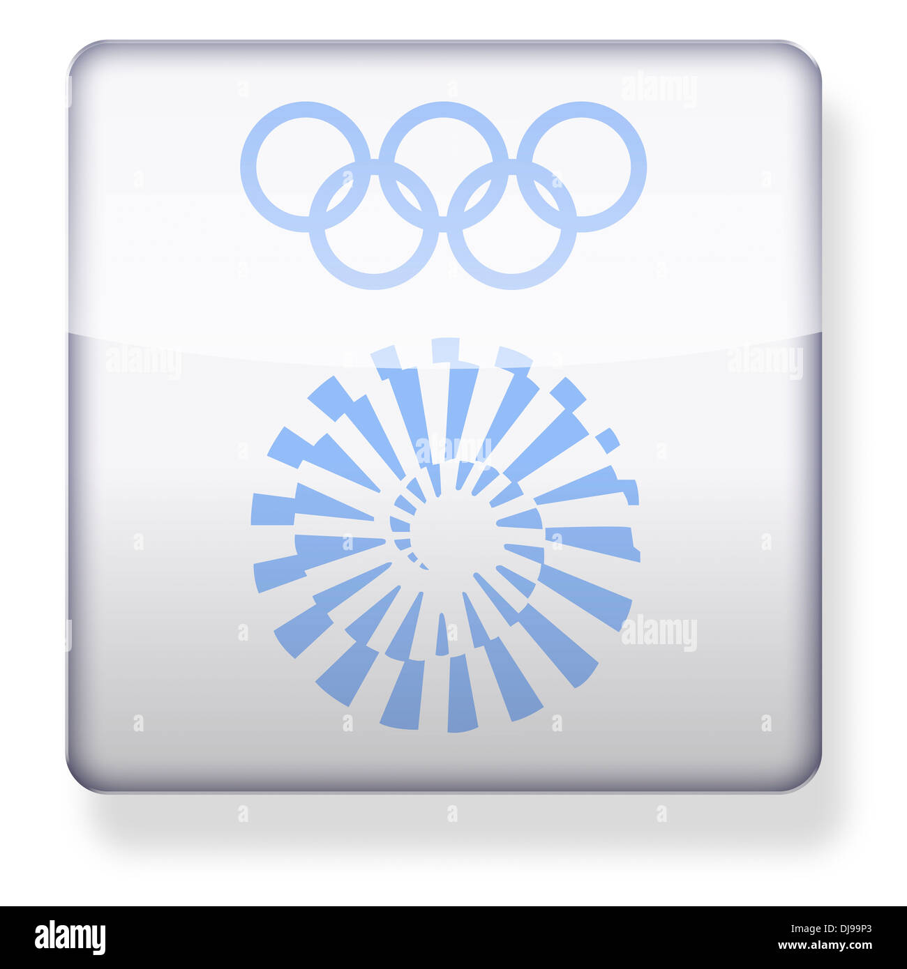 Munich 1972 Olympics logo as an app icon. Clipping path included. Stock Photo