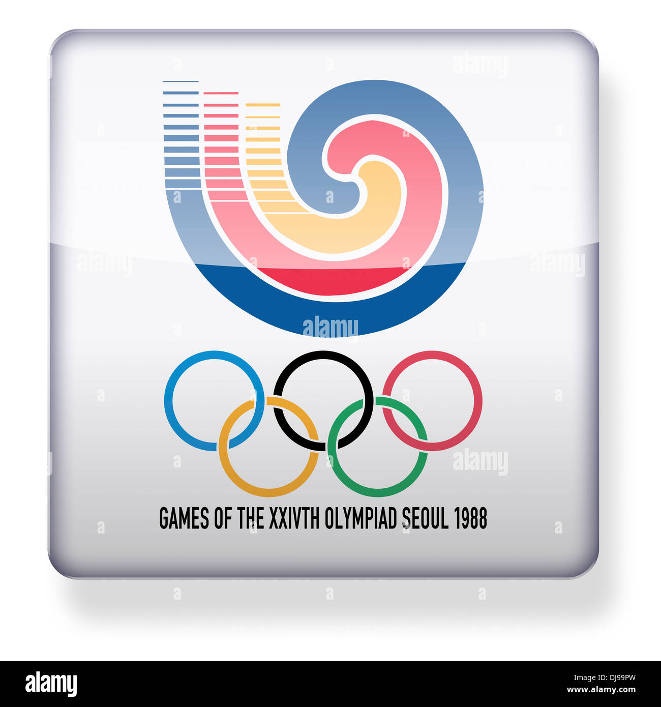 Seoul 1988 Olympics logo as an app icon. Clipping path included. Stock Photo