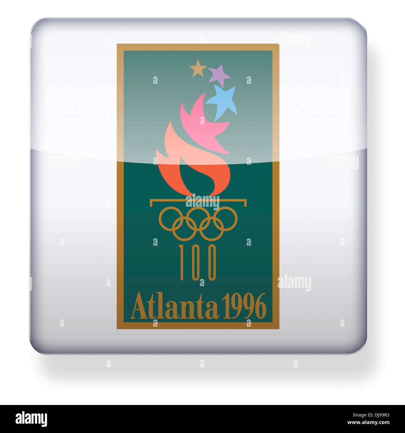 Atlanta 1996 Olympics logo as an app icon. Clipping path included. Stock Photo