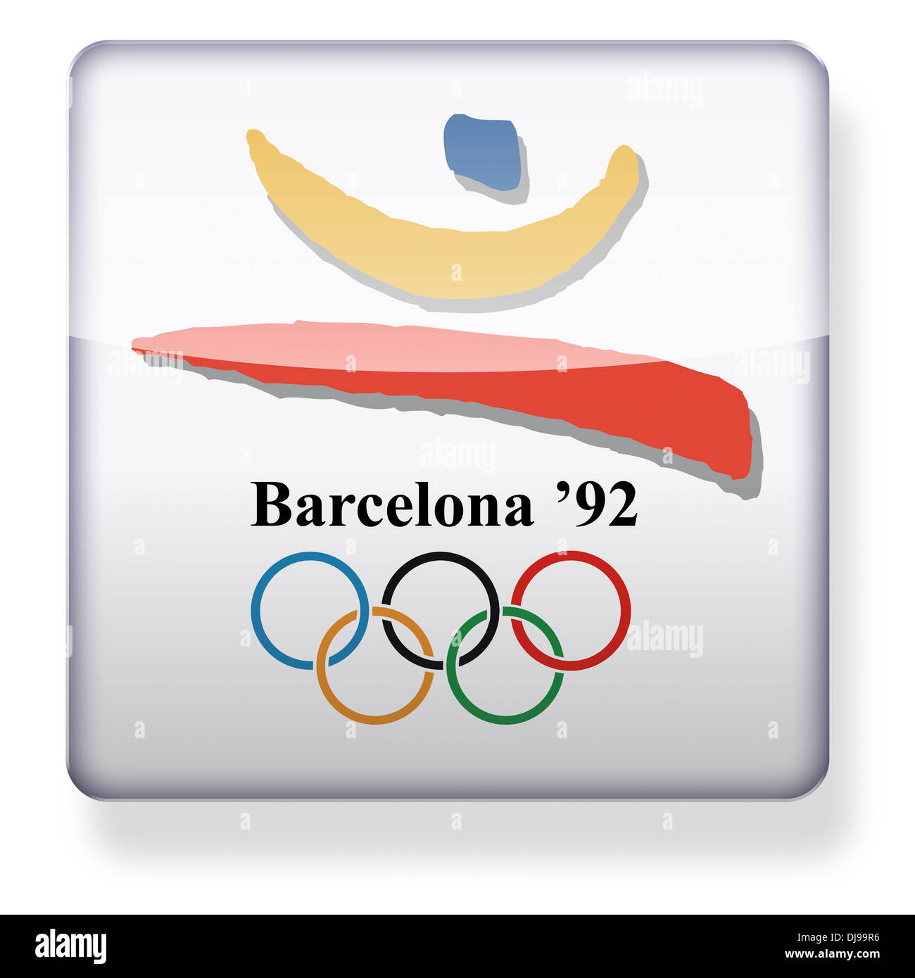 Barcelona 1992 Olympics logo as an app icon. Clipping path included. Stock Photo