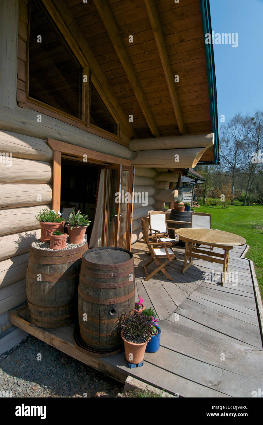 Eco Log Cabin, Shrophsire, UK Stock Photo