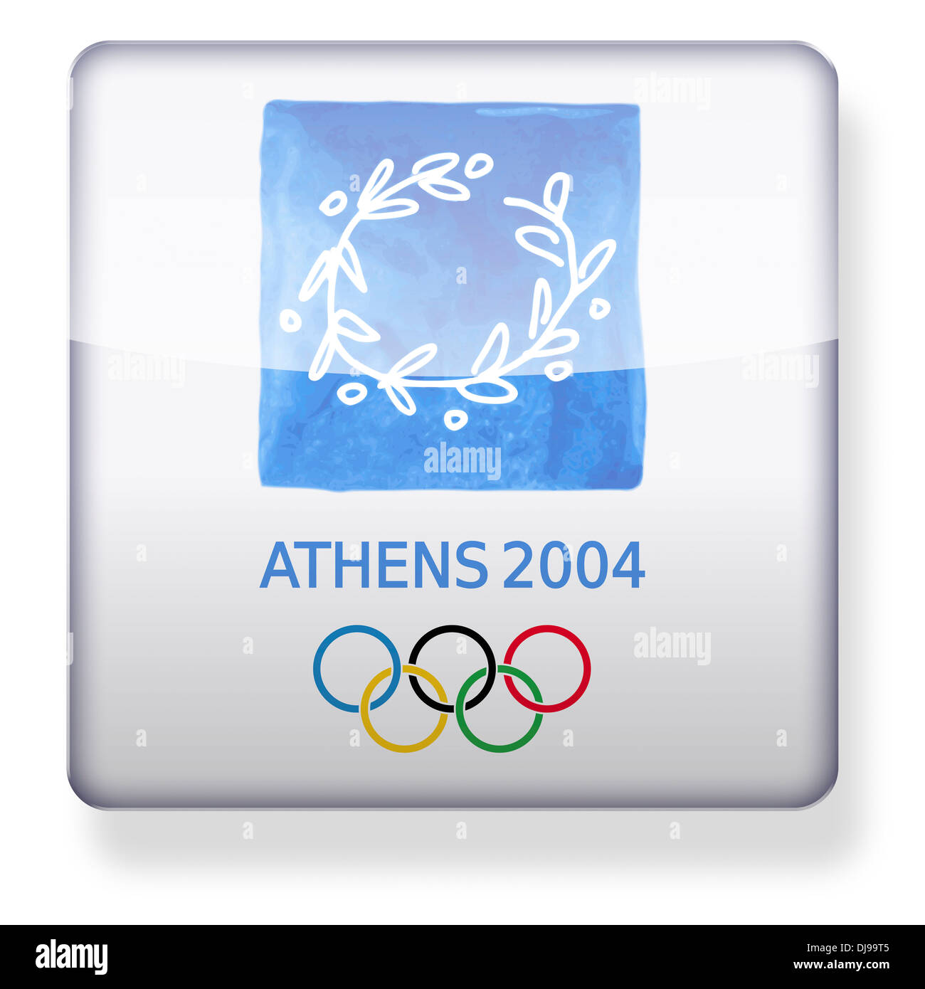 Athens 2004 Olympics logo as an app icon. Clipping path included. Stock Photo