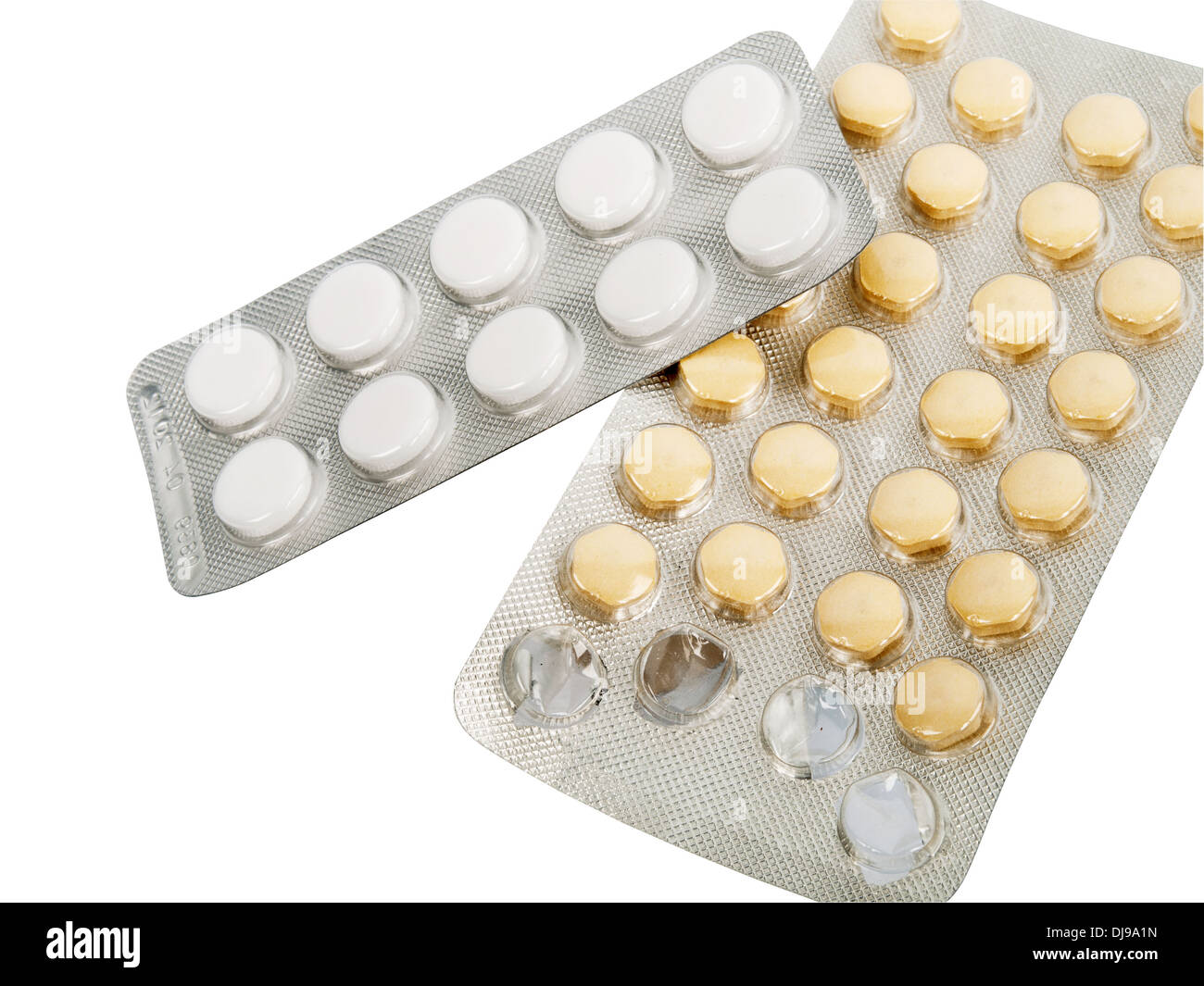 pills in blister pack isolated on white background Stock Photo