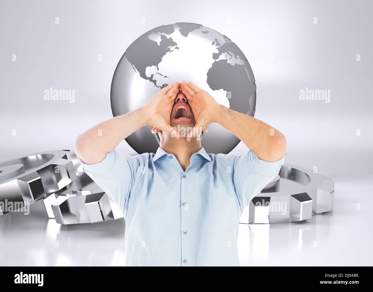 Composite image of shouting casual man standing Stock Photo