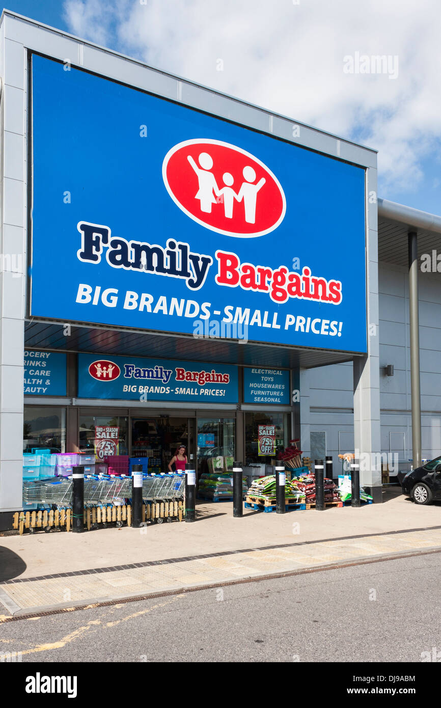 Entrance to budget store 'Family Bargains', Reading, Berkshire, England