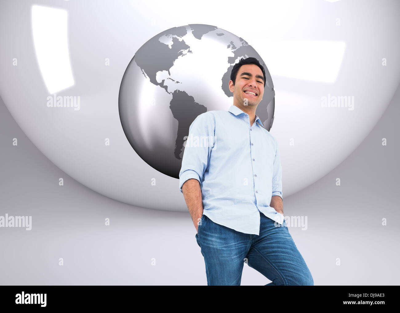 Composite image of smiling casual man standing Stock Photo