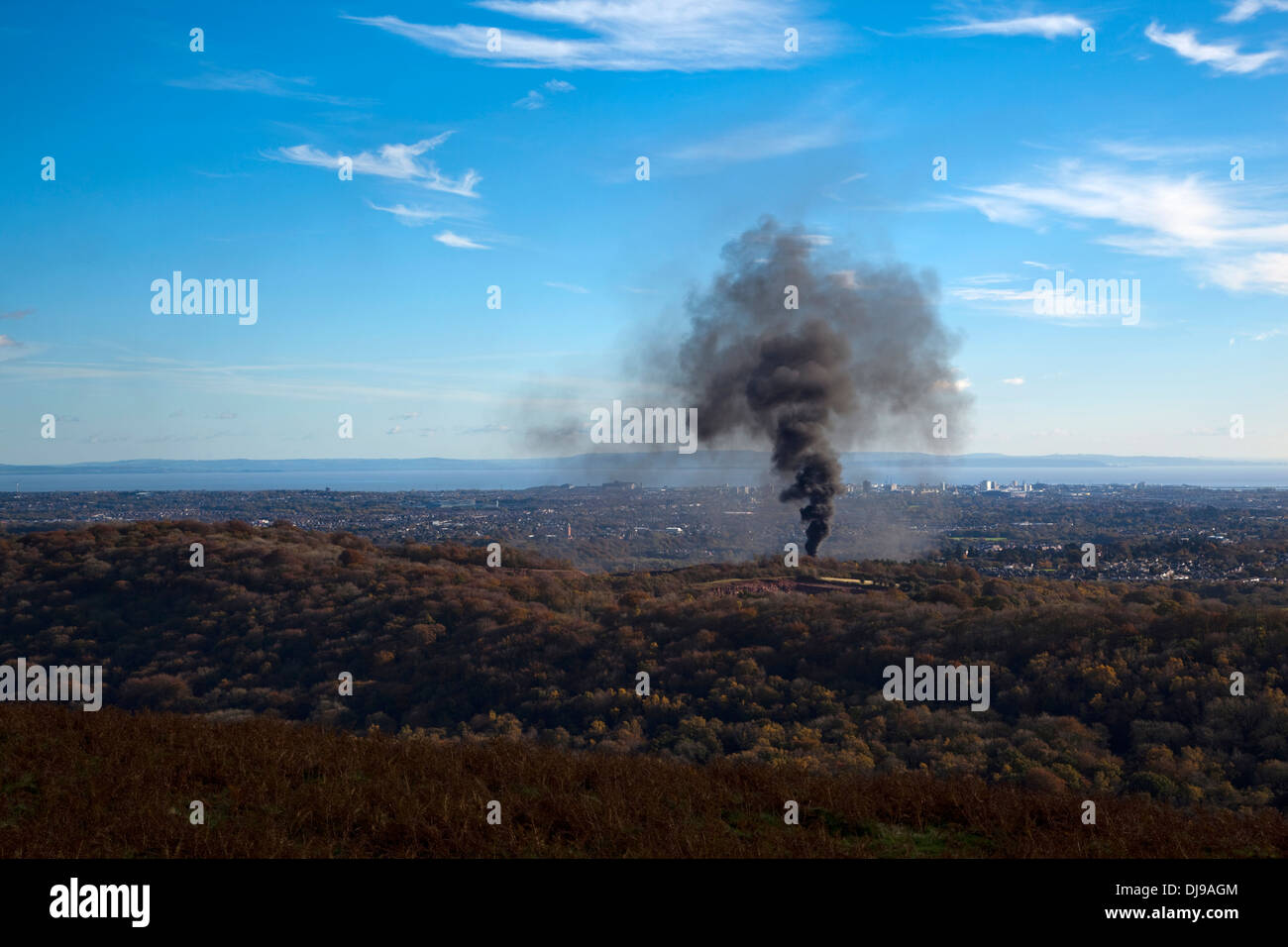 Smoke polluting atmosphere Stock Photo