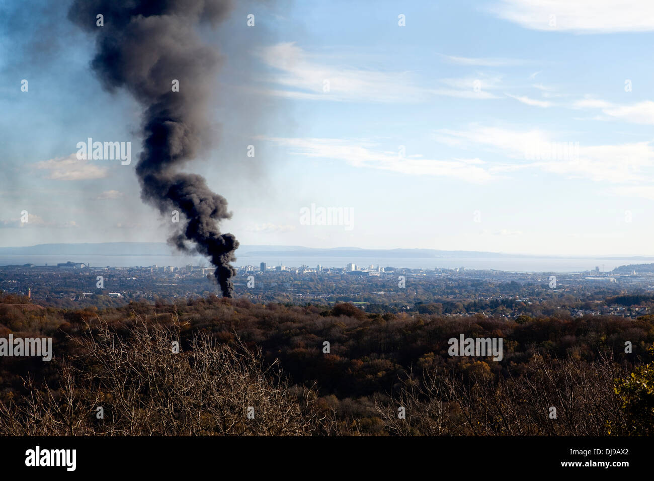 Smoke polluting atmosphere Stock Photo