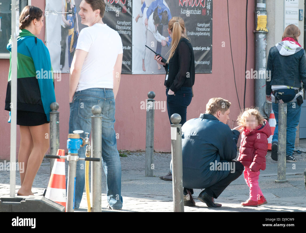Matthias Schweighoefer is visited by his daughter Greta on the set of ...