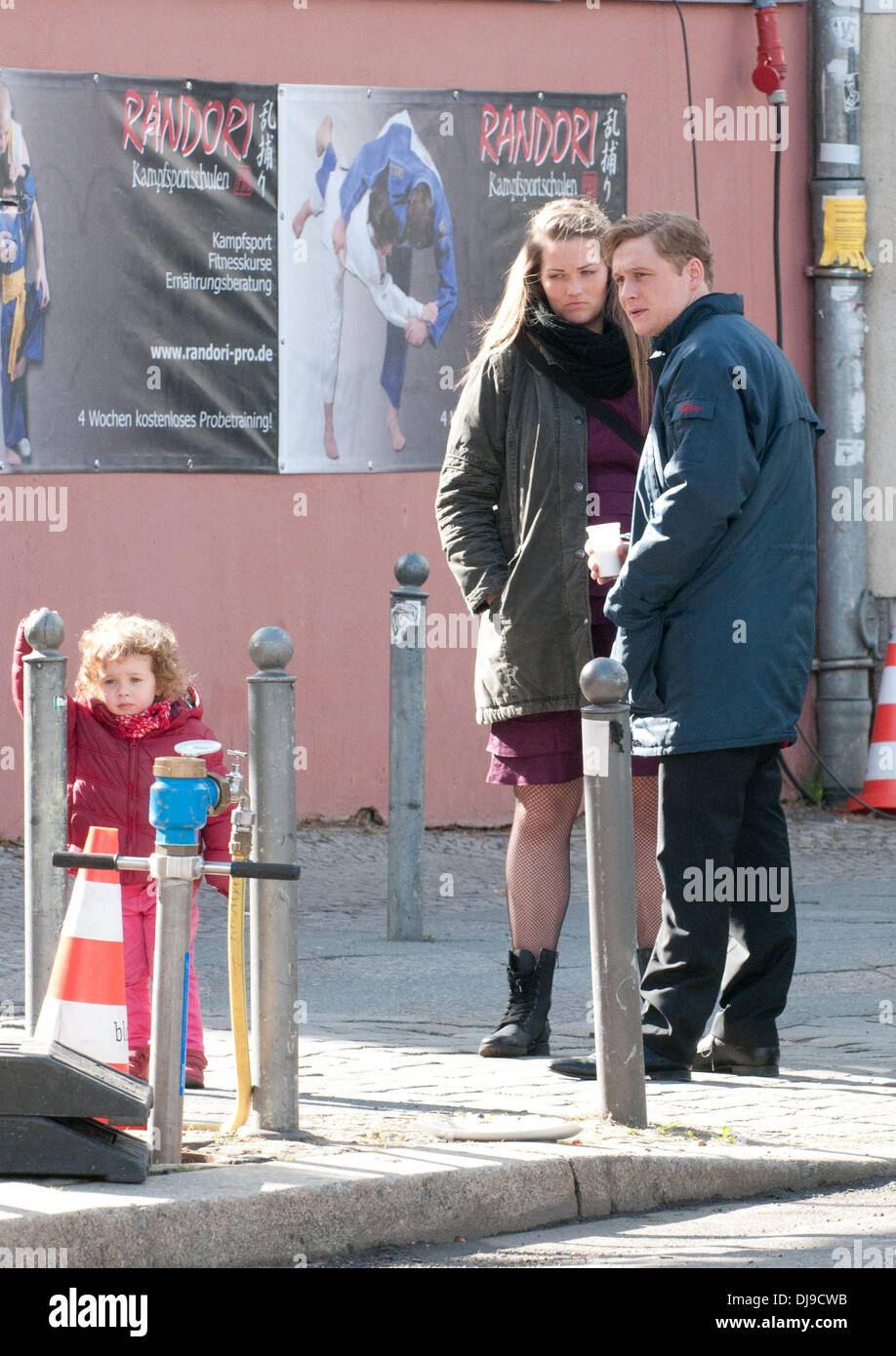 Matthias Schweighoefer is visited by his daughter Greta on the set of ...