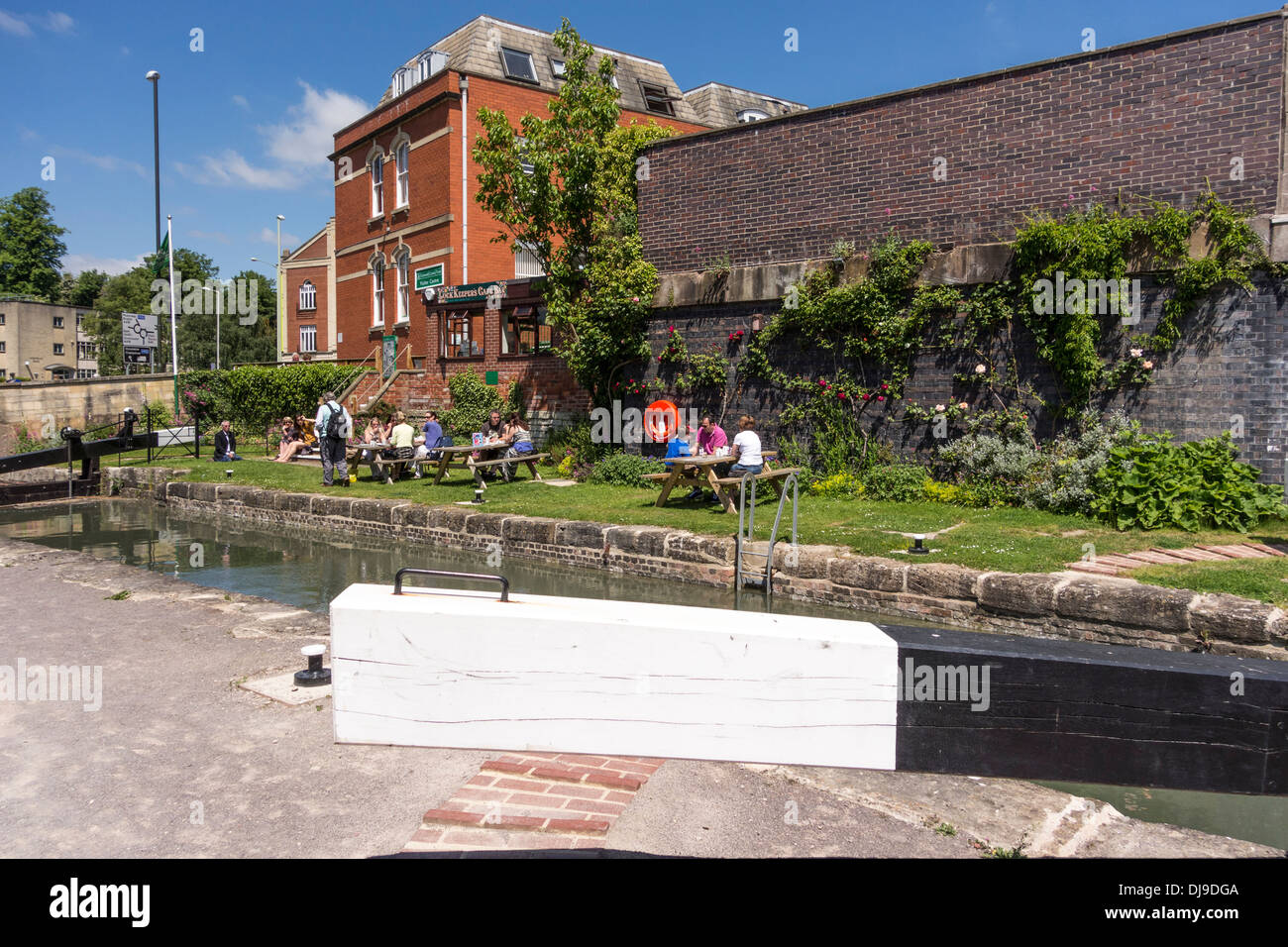 Lock Keeper's Cafe Bar at Cotswold Canals Trust Visitor Centre in Stroud, Gloucestershire, UK Stock Photo