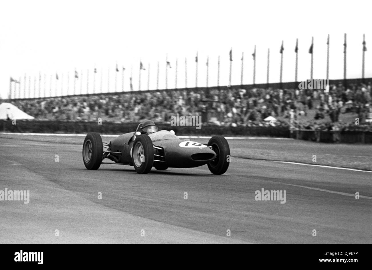 Jim Clark in a works Lotus-Climax 21 at the British Grand Prix, Aintree, England 15 July 1961. Stock Photo