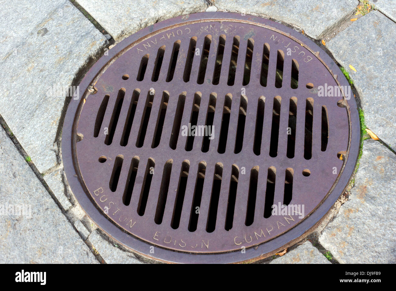 Manhole cover in the streets of Boston, Massachusetts, USA Stock Photo