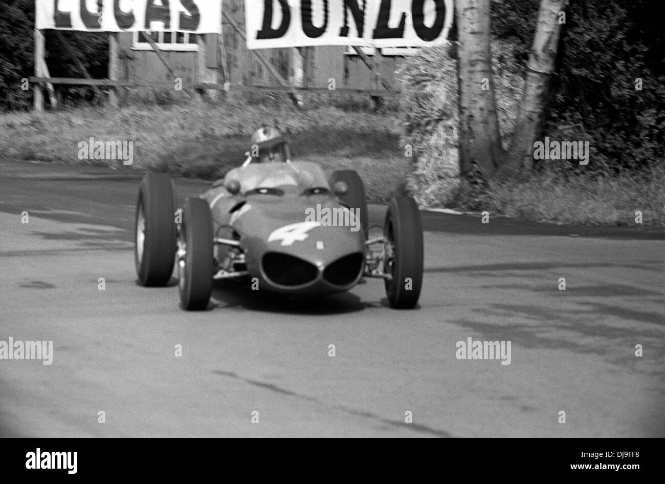 Wolfgang Von Trips' Ferrari 156 'Sharknose' at Melling Crossing, he won the British Grand Prix