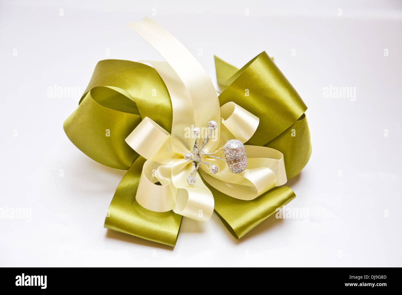 green bow on white background Stock Photo - Alamy