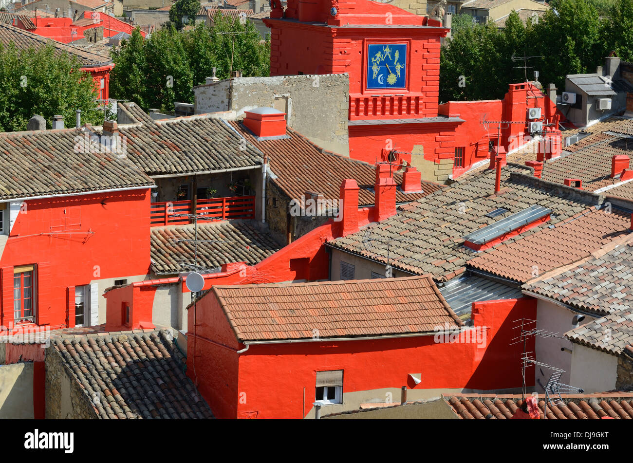View over Salon de Provence or SalondeProvence Painted Red Art