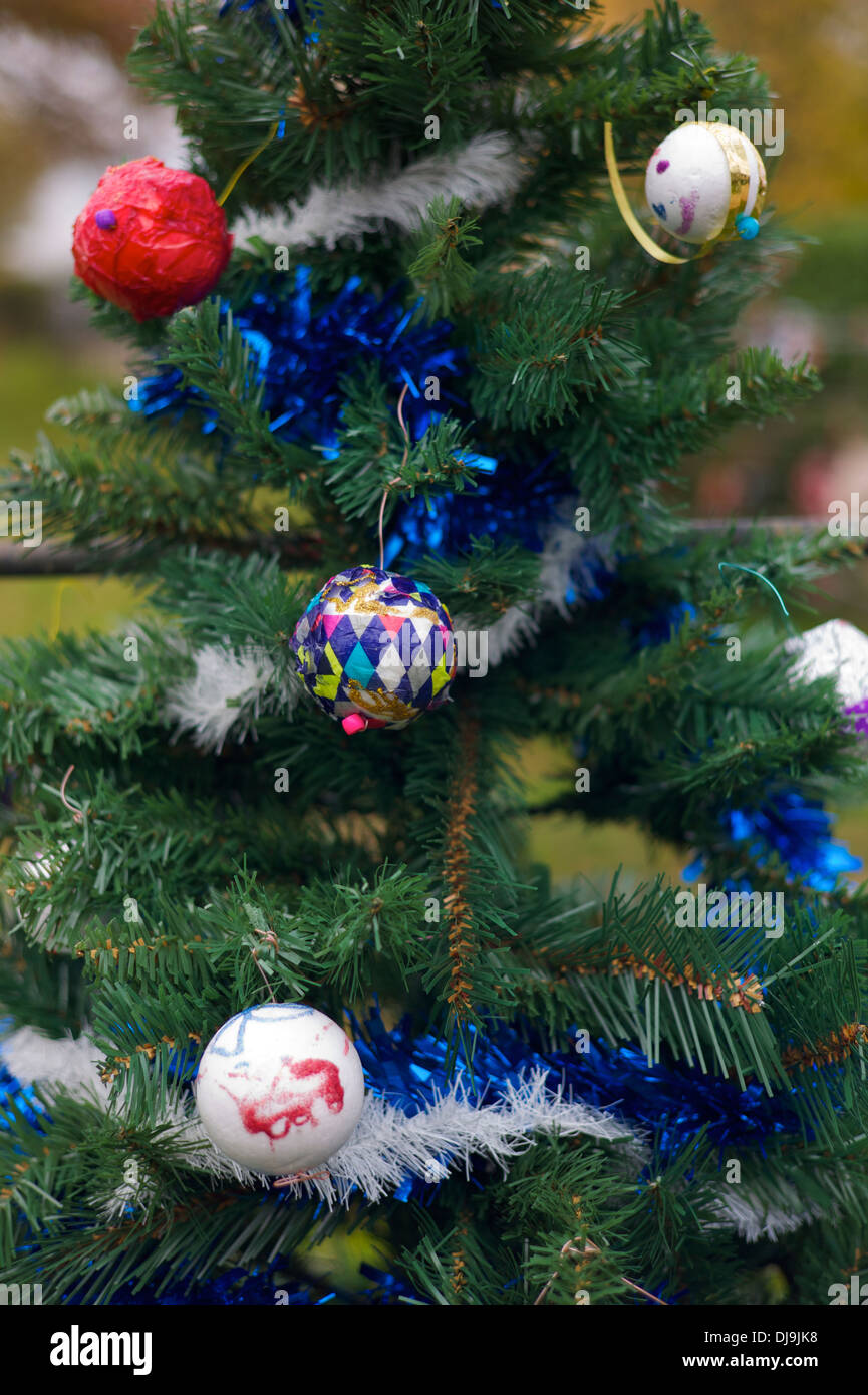 Home made Christmas tree decorations, UK Stock Photo