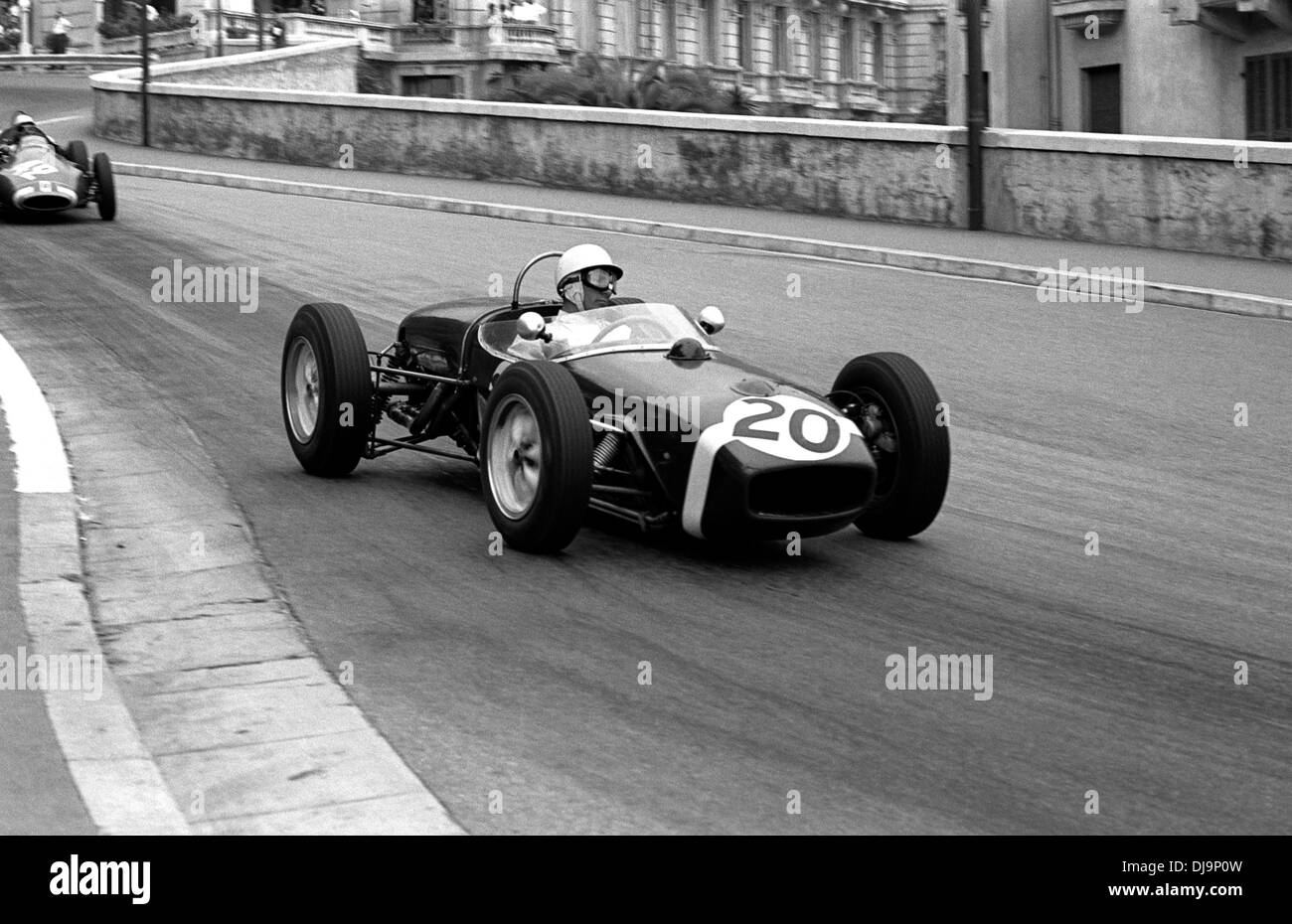 Stirling Moss racing in a Walker Lotus 18 at the Station Hairpin, he won the Monaco Grand Prix, 14 May 1961. Stock Photo