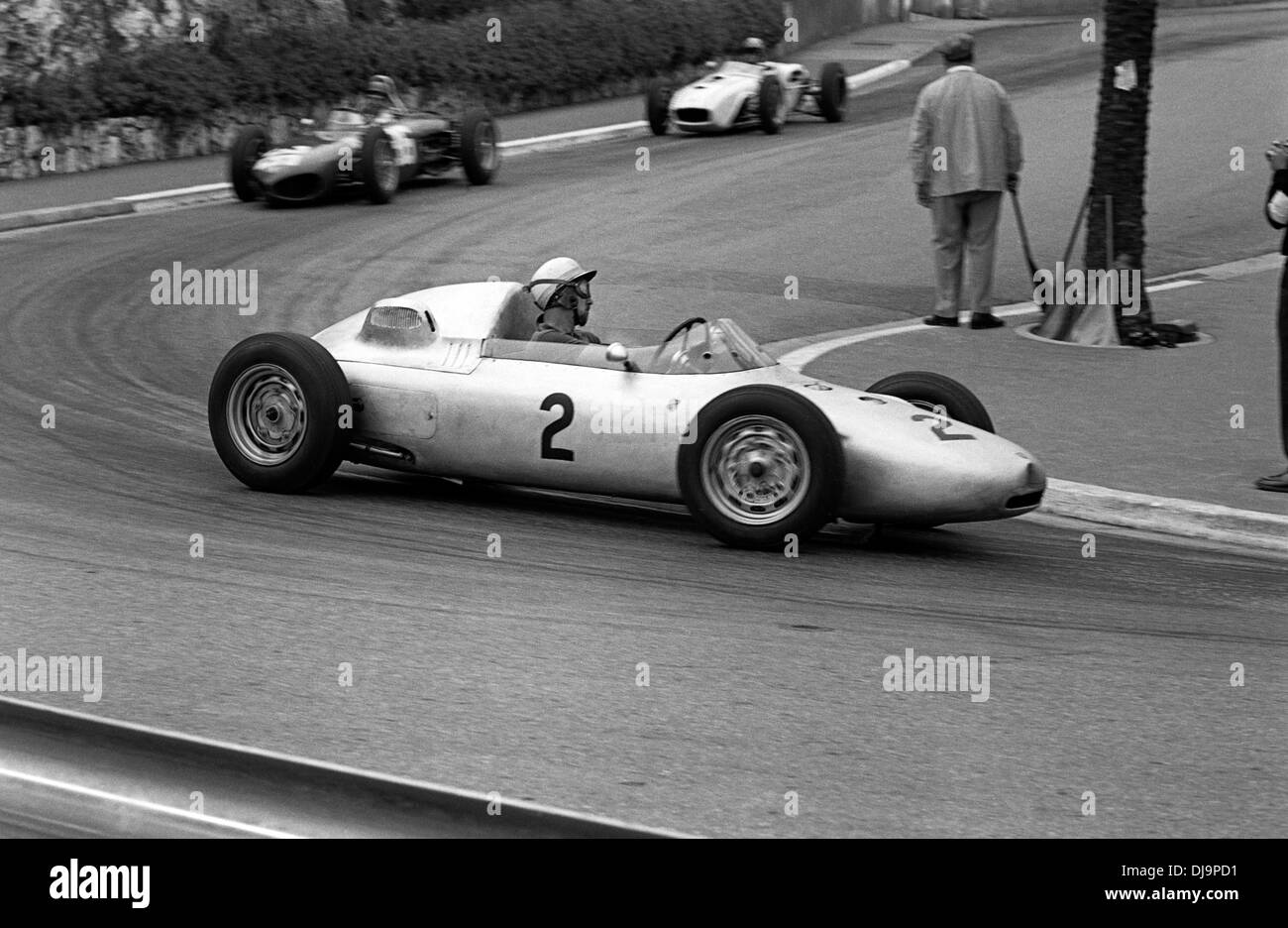 Jo Bonnier in a Porsche 787 at Station Hairpin in the Monaco Grand Prix, 14 May 1961. Stock Photo