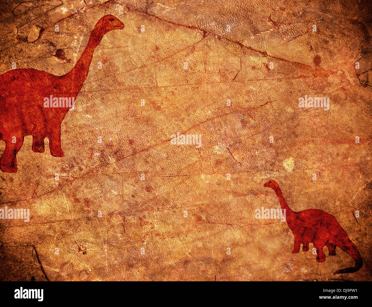 prehistoric background with dinosaur and copy space Stock Photo