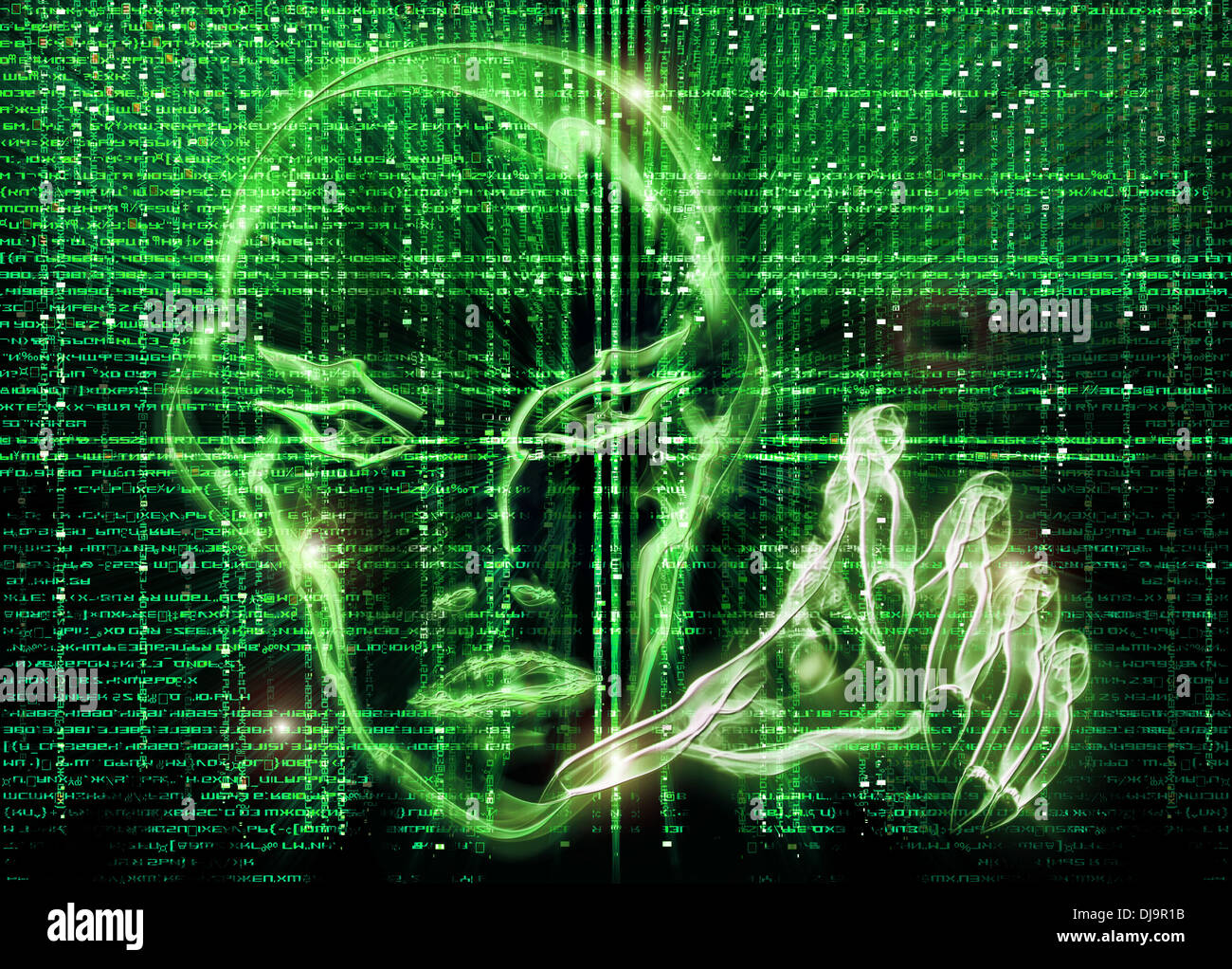 hacker green illustration Stock Photo