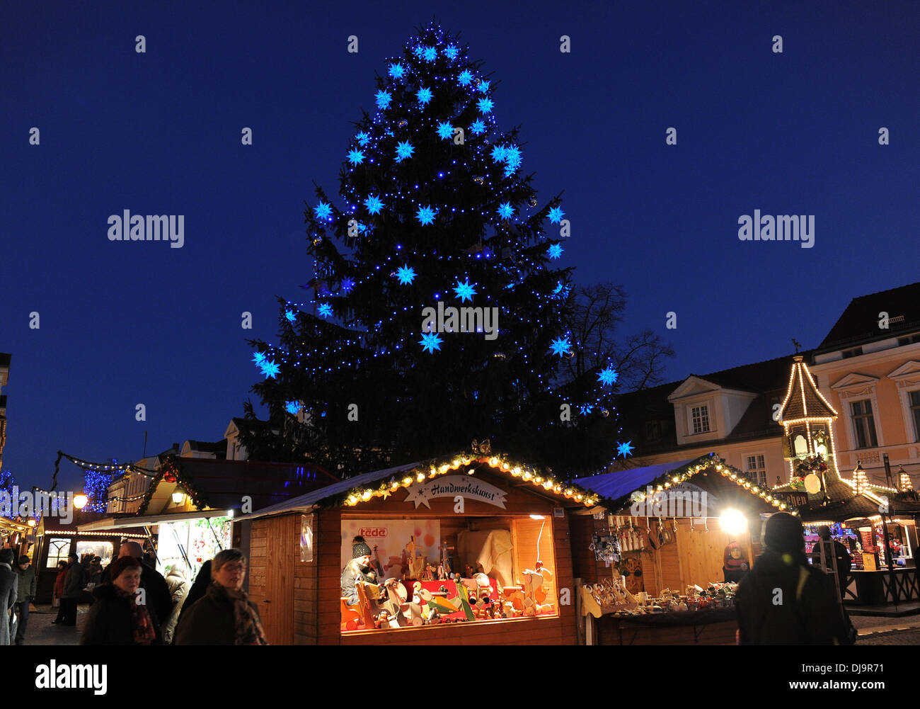 View of the Christmas market in Potsdam, Germany, 25 November 2013. The