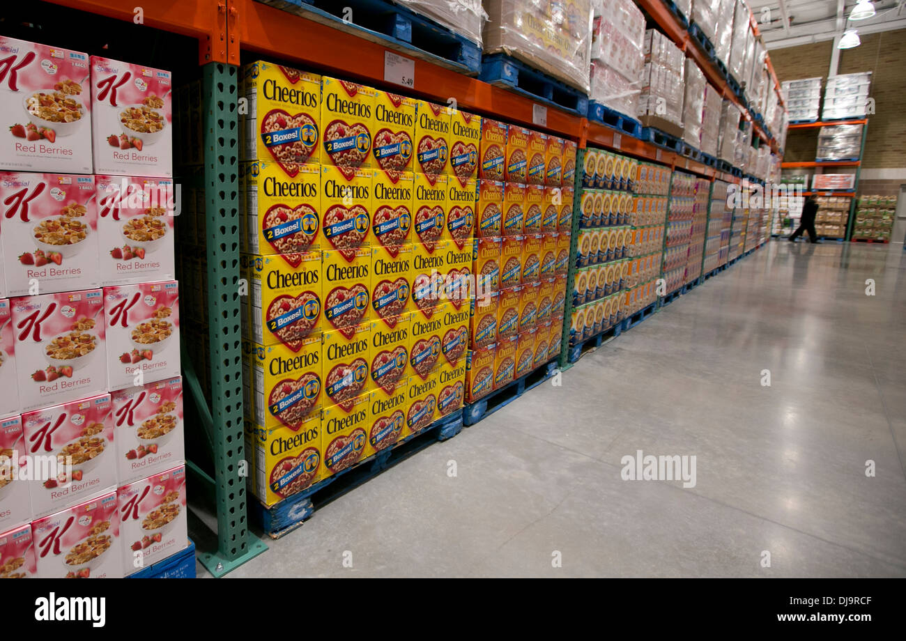 COSTCO  warehouse club fully stocked with merchandise sold in bulk at newly opened store in Cedar Park, Texas Stock Photo