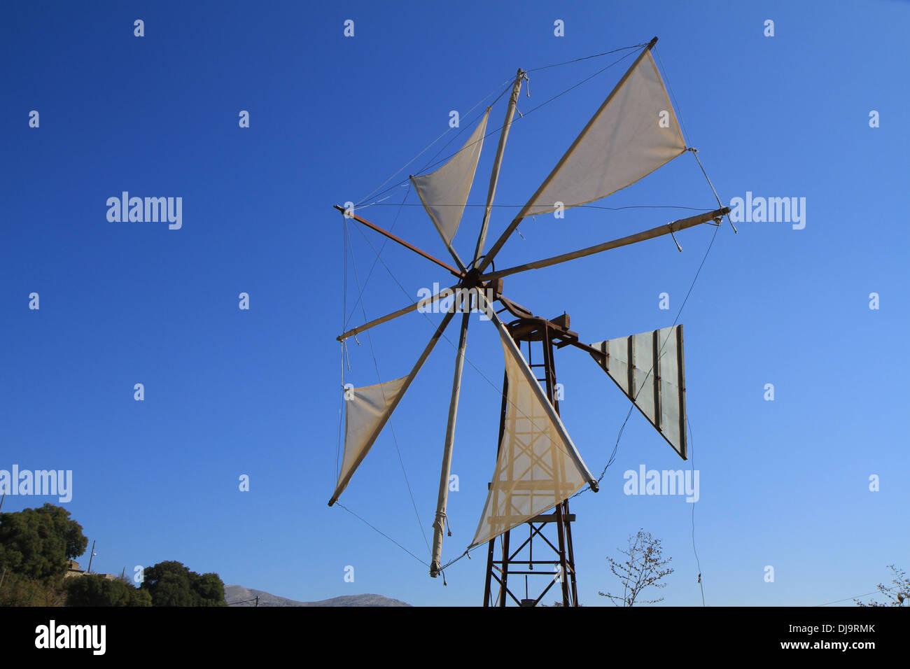 Irrigation windmill in the Lassithi plateau, Crete, Greece Stock Photo