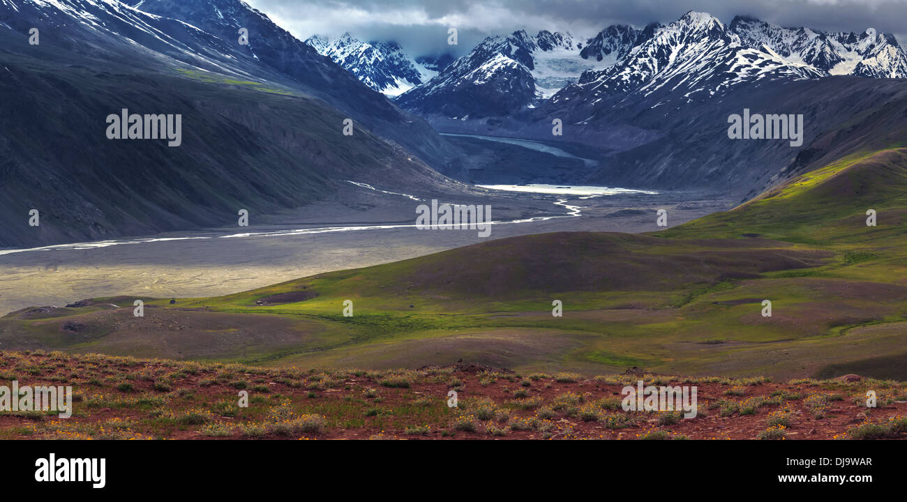 himalayas mountain and river in summer time Stock Photo