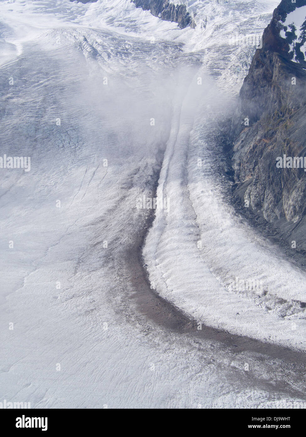 Alpine glaciation, Gorner Glacier, Gornergletscher, near Zermatt in
