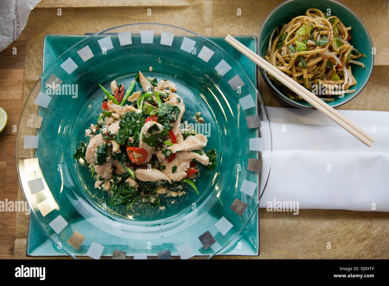 Chicken Cashew and Leafy Green Stir Fry Stock Photo Alamy