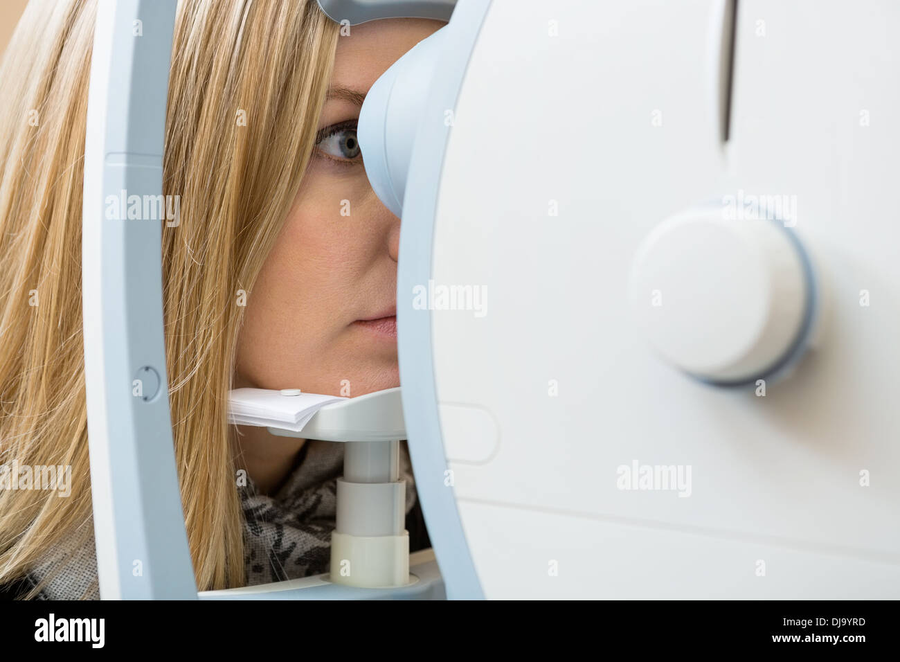 Patient's Eyes Being Examined By Digital Retina Camera Stock Photo
